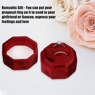 Velvet Ring Box 2 Slots Double Ring Box Display Holder Jewelry Storage