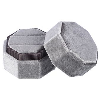 Velvet Ring Box 2 Slots Double Ring Box Display Holder Jewelry Storage