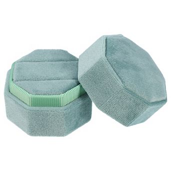 Velvet Ring Box 2 Slots Double Ring Box Display Holder Jewelry Storage