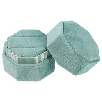 Velvet Ring Box 2 Slots Double Ring Box Display Holder Jewelry Storage