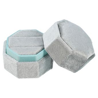 Velvet Ring Box 2 Slots Double Ring Box Display Holder Jewelry Storage