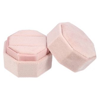 Velvet Ring Box 2 Slots Double Ring Box Display Holder Jewelry Storage