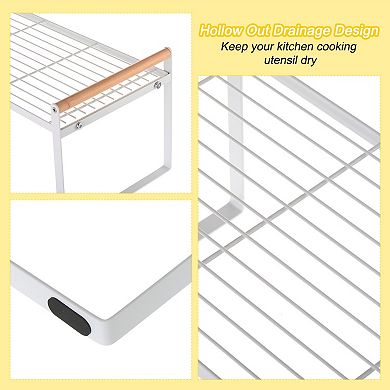 Kitchen Cabinet Shelf Organizer Wood Counter Rack Stackable Storage Holder