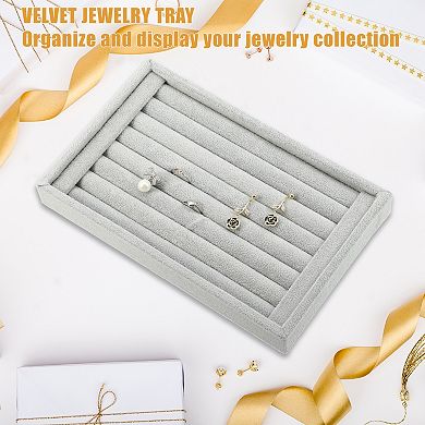 Velvet 7 Slots Jewelry Trays Stackable Tray For Rings Earrings Studs