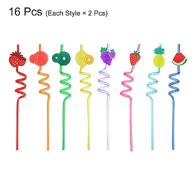 16pcs Silly Straws, Crazy Straws For Gift Christmas, Mixed Color