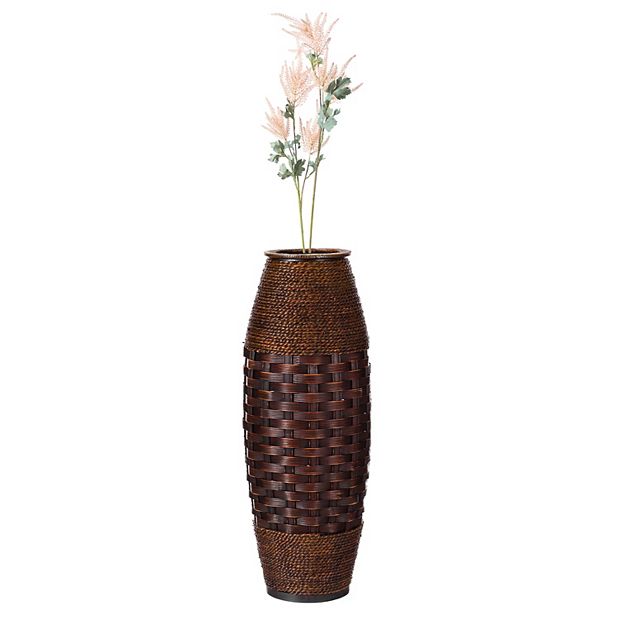 Antique Cylinder Style Floor Vase for Entryway or Living Room