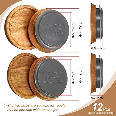 Mason Jar Lids Wooden Storage Canning Jar Lid (6 Regular And 6 Wide)