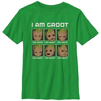 Boys I Am Groot Expressions Boxes Graphic Tee