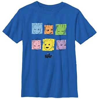 Boys I Am Groot Color Faces Graphic Tee