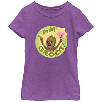 Disney's I Am Groot Flower Stamp Girls Graphic Tee