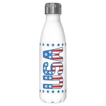 USA Flag Print Letters Graphic Stainless Steel Bottle