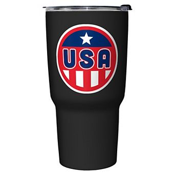 USA Flag Stamp Graphic Travel Mug