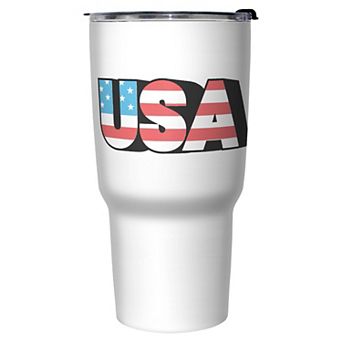 USA Americana Style Print Letters Graphic Travel Mug