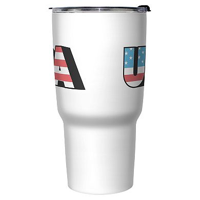 USA Americana Style Print Letters Graphic Travel Mug