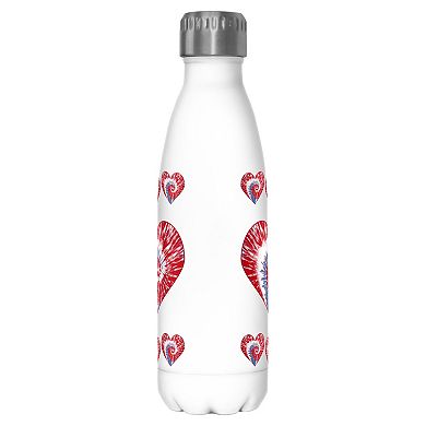 Americana Tie Dye Print Heart Graphic Stainless Steel Bottle