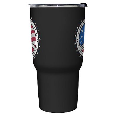 USA Flag Print Peace Sign Graphic Travel Mug