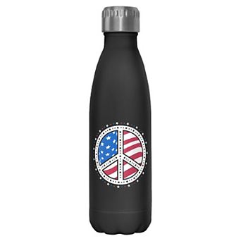 USA Flag Print Peace Sign Graphic Stainless Steel Bottle