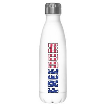USA Flag Print Word Freedom Graphic Stainless Steel Bottle