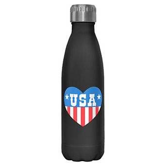 USA Americana Print Heart Stainless Steel Graphic Bottle