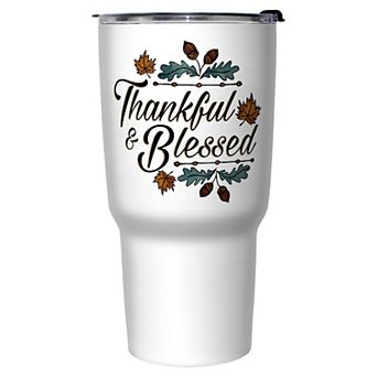 Thankful And Blessed Graphic Travel Mug
