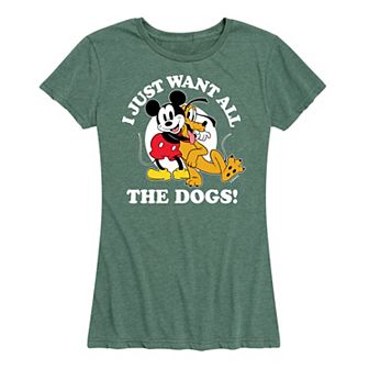 Disney's Mickey Mouse & Pluto Women's Just Want All Dogs Graphic Tee