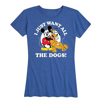 Disney's Mickey Mouse & Pluto Women's Just Want All Dogs Graphic Tee