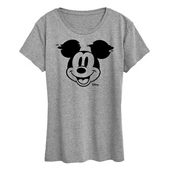 Disney's Mickey Mouse Women's Face Glitch Graphic Tee