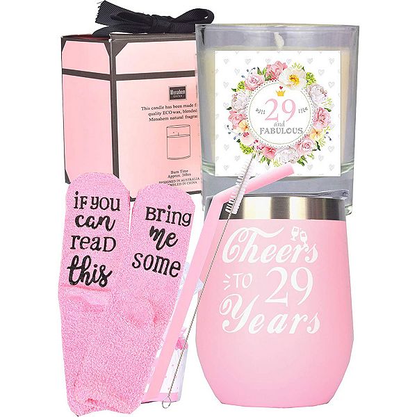 29th Birthday Gifts For Her Tumbler, Socks And Scented Candles
