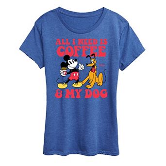 Disney's Mickey Mouse & Pluto Women's Coffee And My Dog Graphic Tee