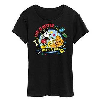 Disney's Mickey Mouse & Pluto Women's Life Is Better With A Dog Graphic Tee