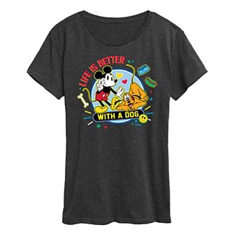 Disney's Mickey Mouse & Pluto Women's Life Is Better With A Dog Graphic Tee