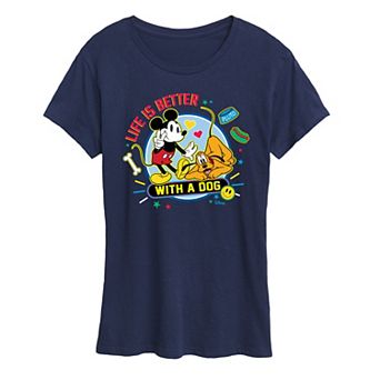 Disney's Mickey Mouse & Pluto Women's Life Is Better With A Dog Graphic Tee