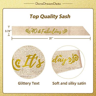 40th Birthday Sash And Tiara For Women - Fabulous Glitter Sash + Forest