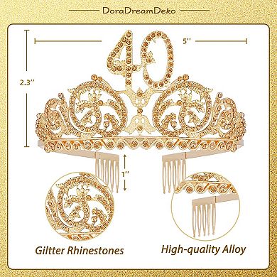 40th Birthday Sash And Tiara For Women - Fabulous Glitter Sash + Forest