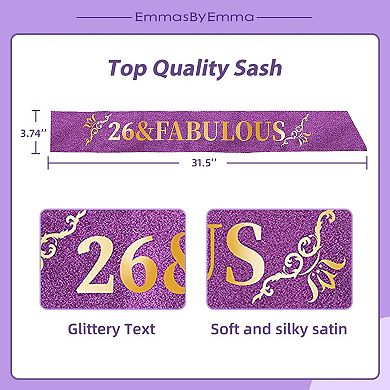 26th Birthday Gold and Purple Crown And Sash For Women