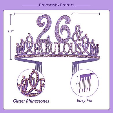 26th Birthday Gold and Purple Crown And Sash For Women