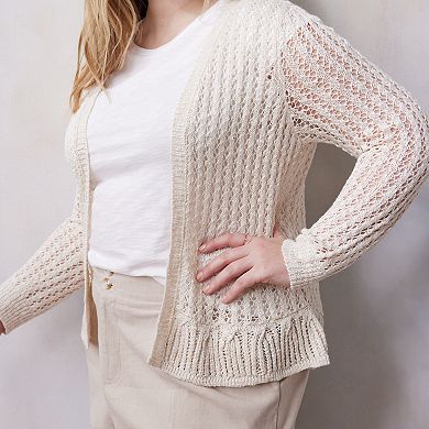 Plus Size LC Lauren Conrad Flounce Cardigan