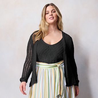 Plus Size LC Lauren Conrad Flounce Cardigan