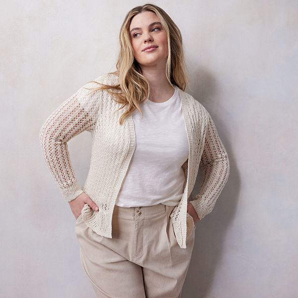 Plus Size LC Lauren Conrad Flounce Cardigan