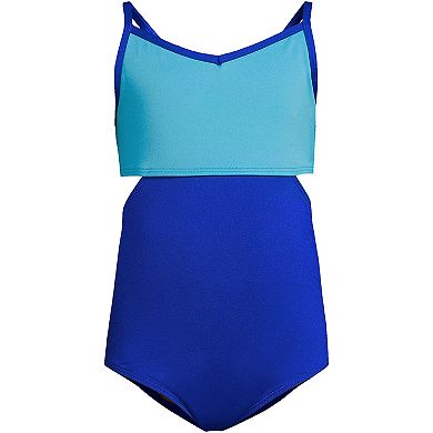 Girls 2-16 Lands' End Chlorine Resistant X-Back Cut Out One Piece Swimsuit