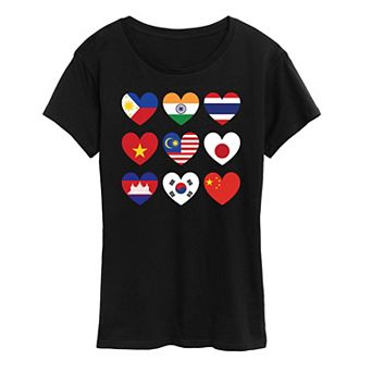 Women's AAPI Heart Flags Graphic Tee