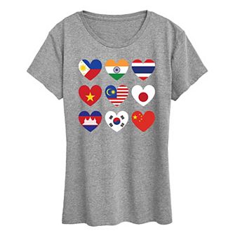 Women's AAPI Heart Flags Graphic Tee