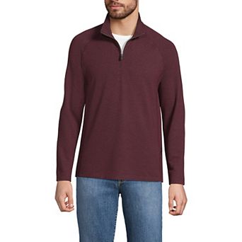 Men's Lands' End Long Sleeve Raglan French Terry Quarter Zip Sweatshirt