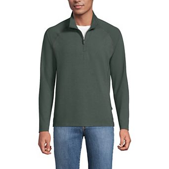 Men's Lands' End Long Sleeve Raglan French Terry Quarter Zip Sweatshirt