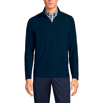 Men's Lands' End Long Sleeve Raglan French Terry Quarter Zip Sweatshirt