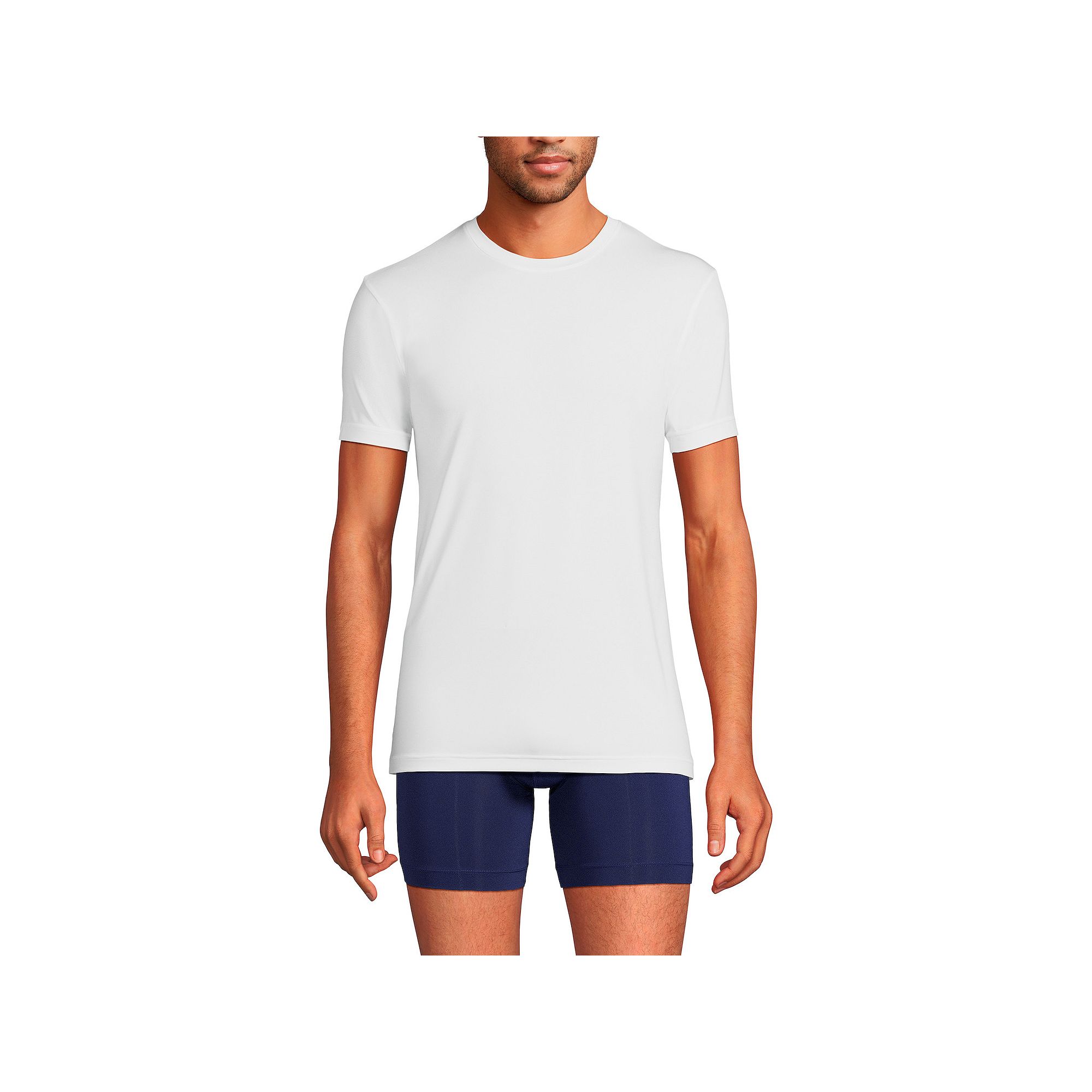 Mens Lands End Flex Performance Crewneck Undershirt, Size: Small, White