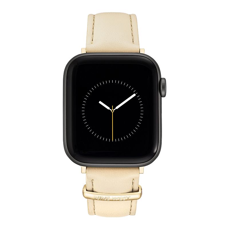 Nine West Women's Smooth Faux Leather Band designed for Apple Watch®, Size: Small, Ivory