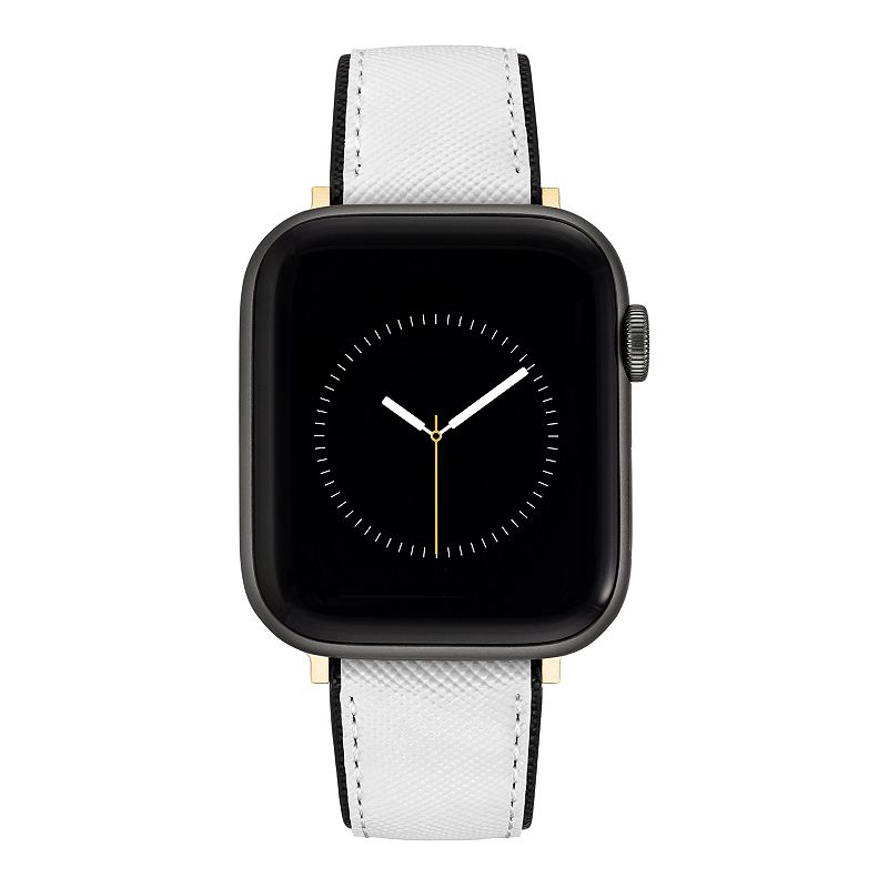 Nine West Women's Smooth Faux Leather Band designed for Apple Watch®, Size: Small, White