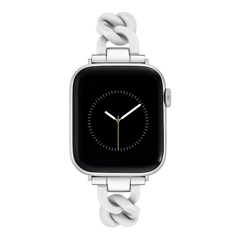 Nine West Women's Plastic Chain Link Bracelet designed for Apple Watch®, Size: Large, White