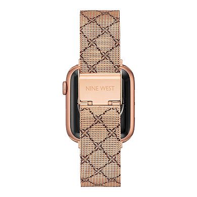 Nine West Women's Patterned Stainless Steel Mesh Band designed for Apple Watch